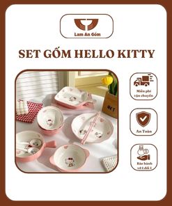 Set Bát Hello Kitty 12 Món Siêu Đáng Yêu