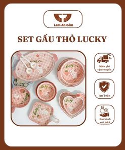 Bộ Gốm Sứ Thỏ Lucky ( Thỏ may mắn): Tô Chén Dĩa, Chén Chấm, Đủ Loại, Đủ Size