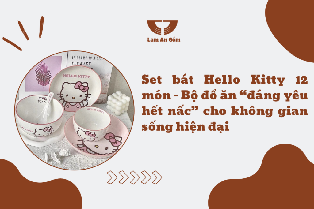 set bat hello kitty 12 món