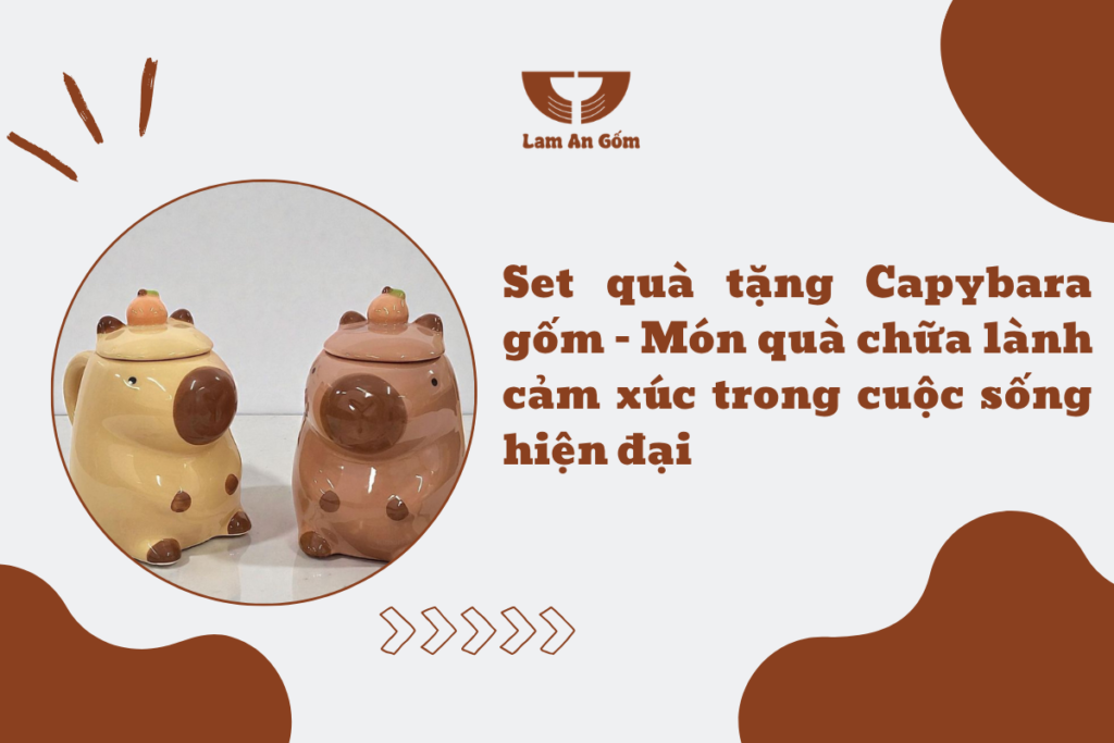 Set quà tặng Capybara gốm